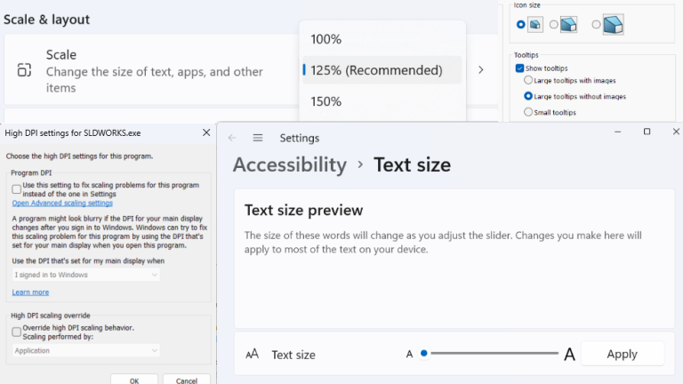 Scaling the SOLIDWORKS User Interface