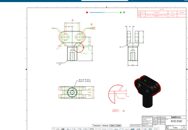Comparing Drawing Revisions using 3DMarkup on 3DExperience