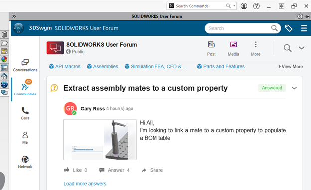 SOLIDWORKS User Forum and Enhancements Access in SOLIDWORKS