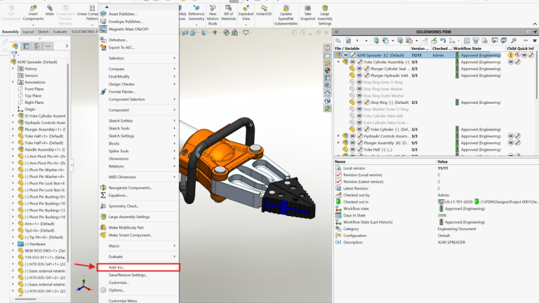 Fundamentals of using the SOLIDWORKS PDM Add-in